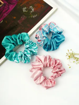 Ferosh Cute Printed Satin Scrunchies Set of 3
