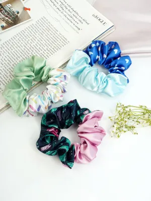 Ferosh Leafy Satin Scrunchies Set of 3