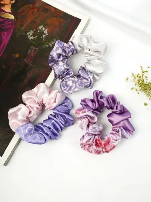 Ferosh Pastel Pink-Purple Satin Scrunchies Set of 3