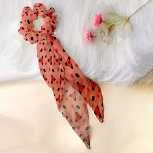 Ferosh Pink Printed Scarf Scrunchie