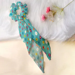 Ferosh Sky Blue Bunny Printed Scarf Scrunchie