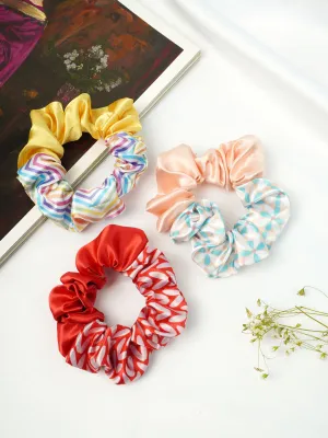 Ferosh Stripes Satin Scrunchies Set of 3