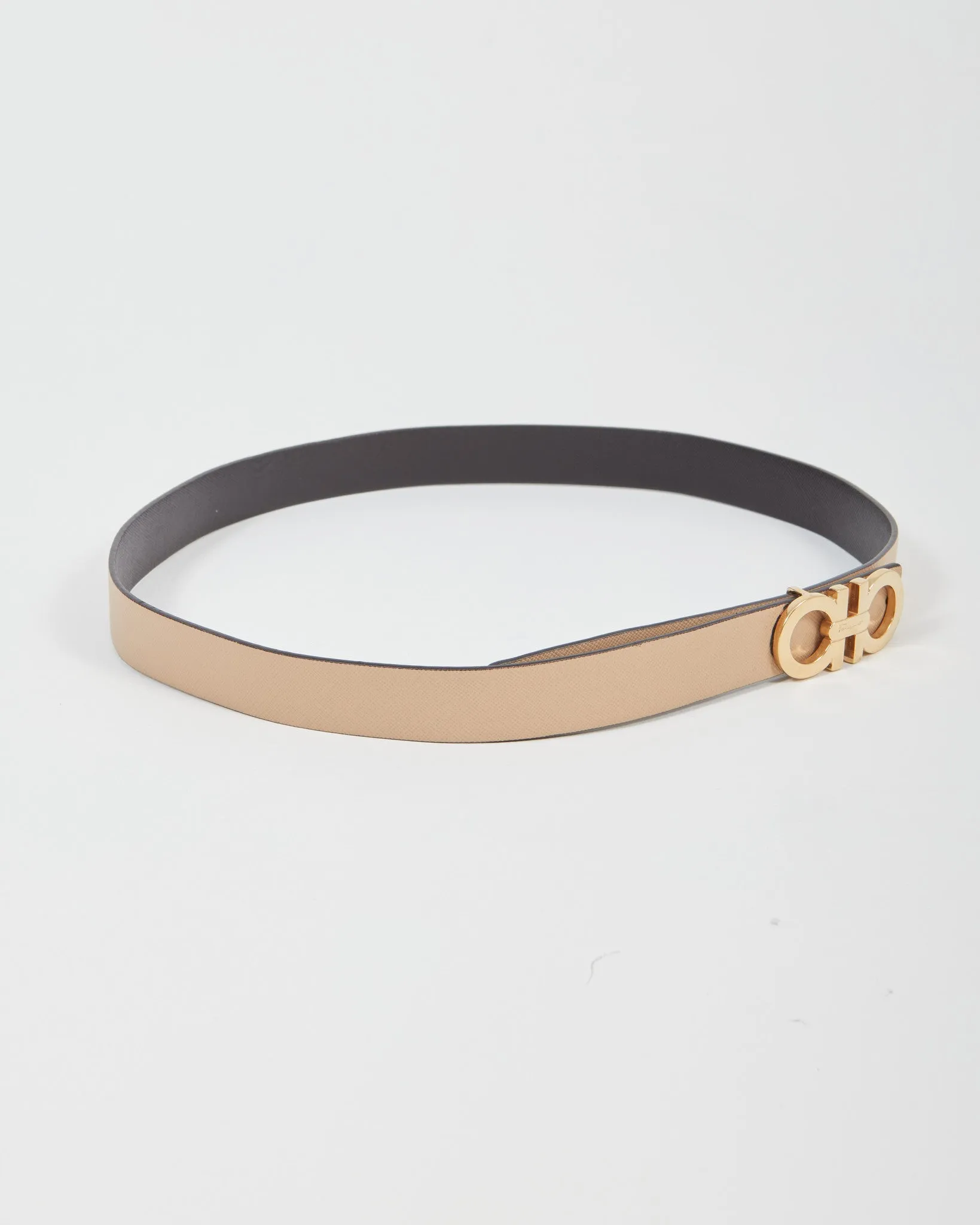 Ferragamo Black/Beige Leather Gancini Réversible Belt - 75