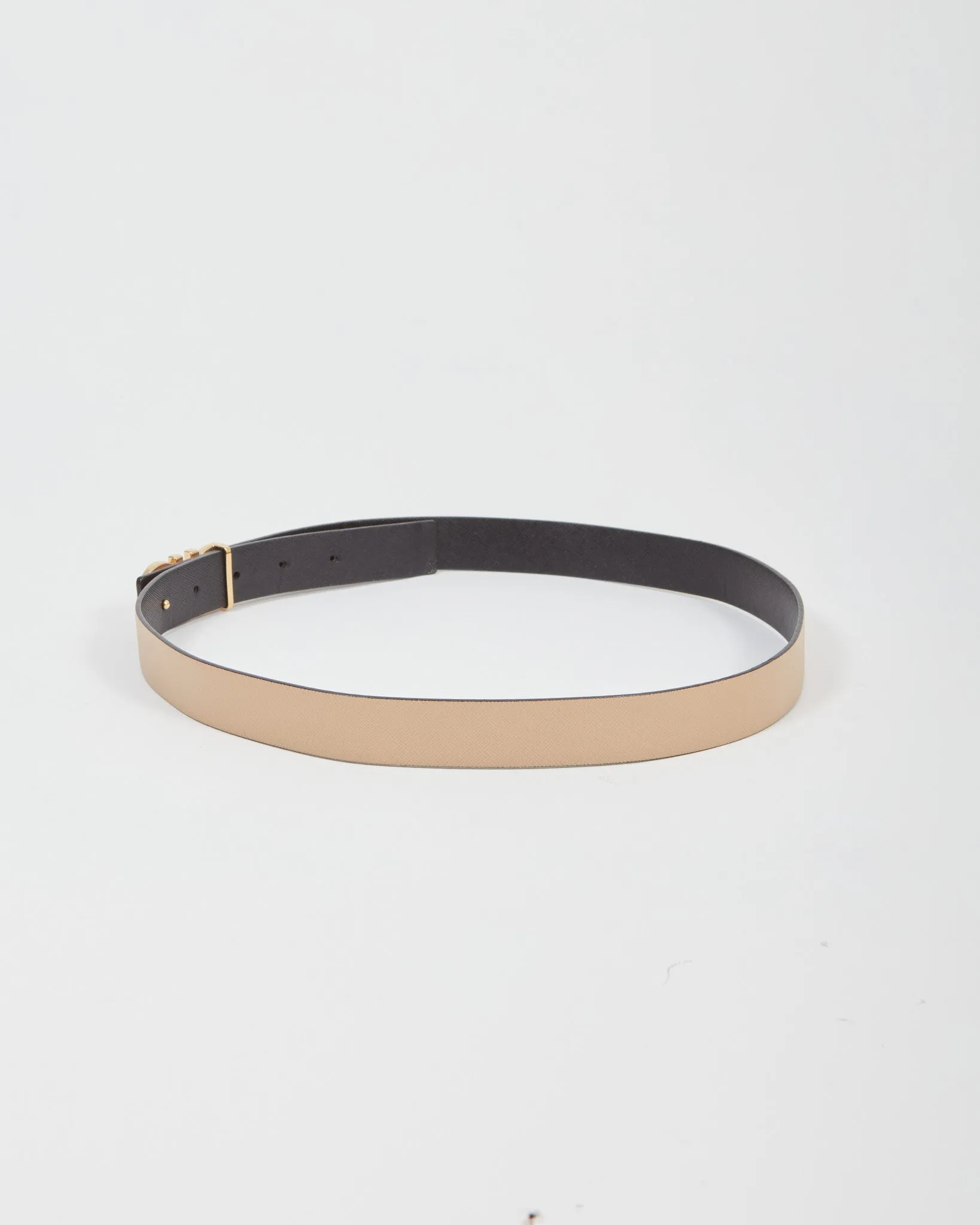 Ferragamo Black/Beige Leather Gancini Réversible Belt - 75