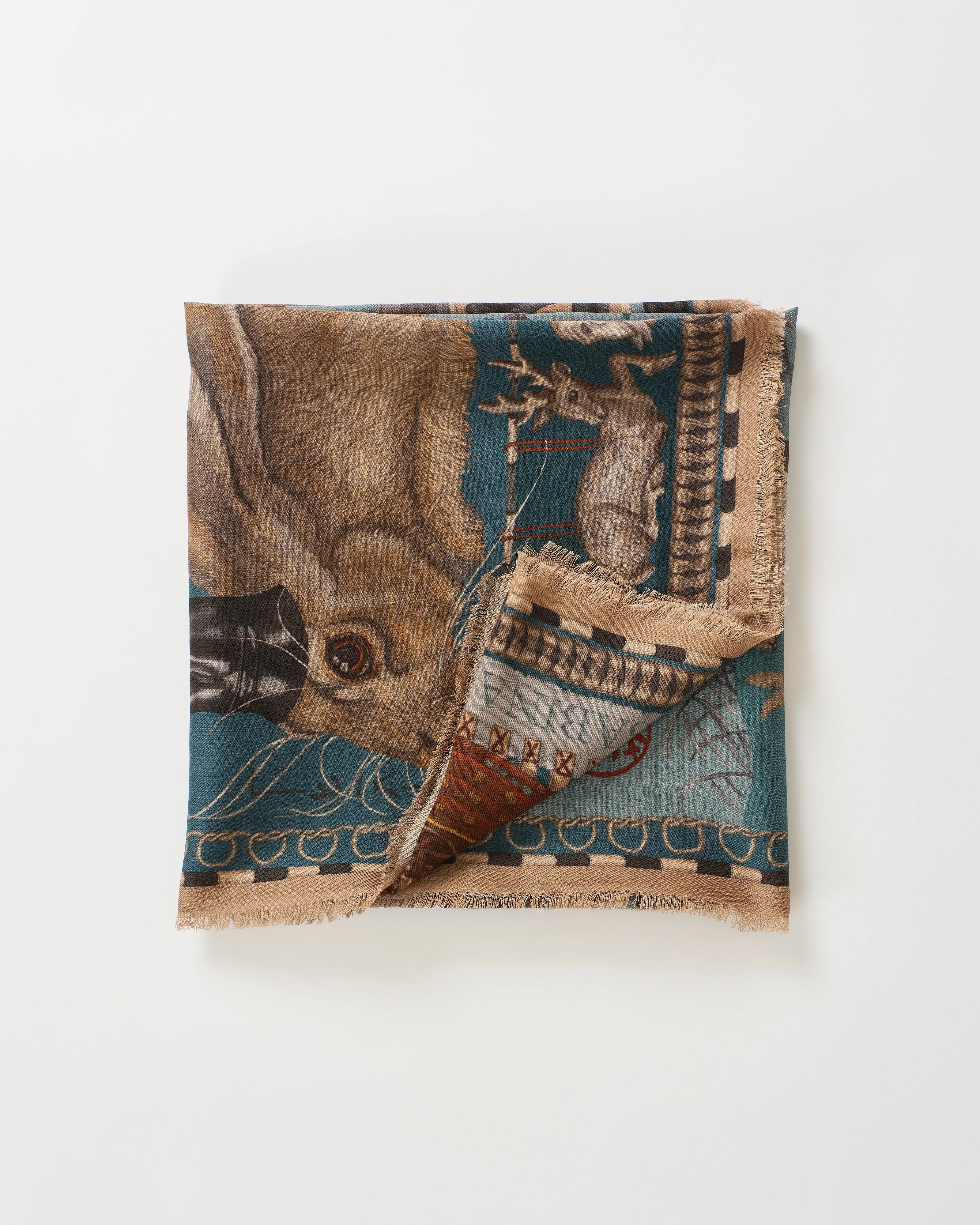 floating rabbits wool/silk square scarf