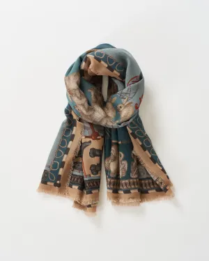 floating rabbits wool/silk square scarf