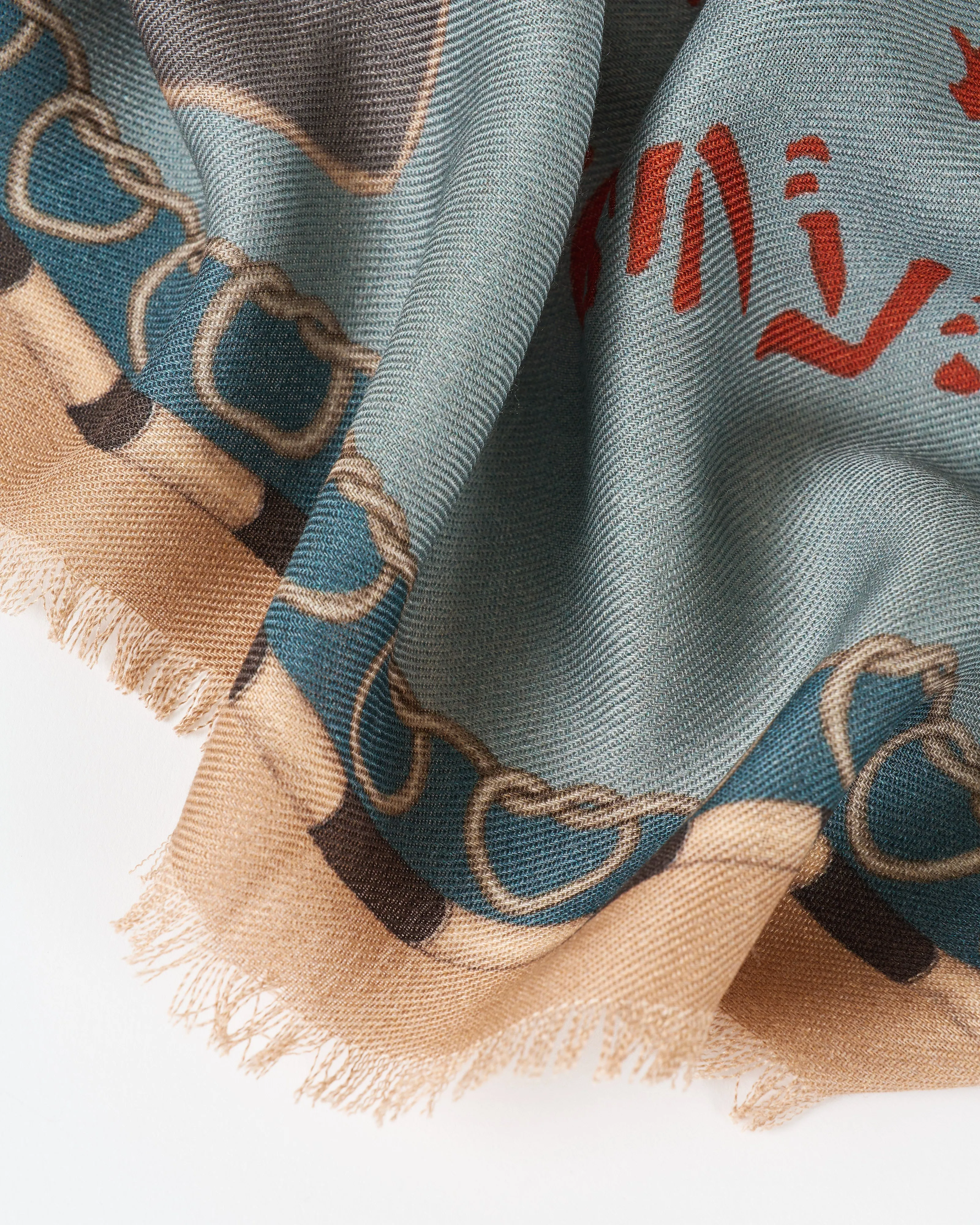 floating rabbits wool/silk square scarf