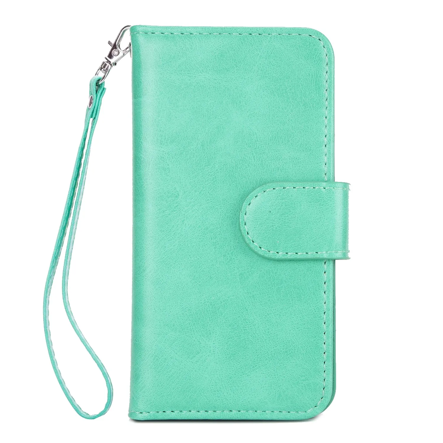 For iPhone 5/5S/SE PU Cell Phone Case Protective Leather Cover with Buckle & 9 Card Position & Lanyard & Bracket Rose gold