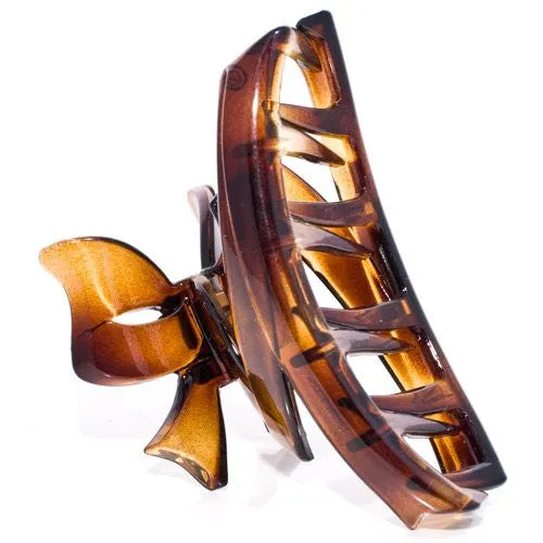 French Glossy Bow Tie Cover Tortoise Shell Hair Claw