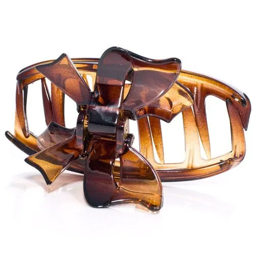 French Glossy Bow Tie Cover Tortoise Shell Hair Claw