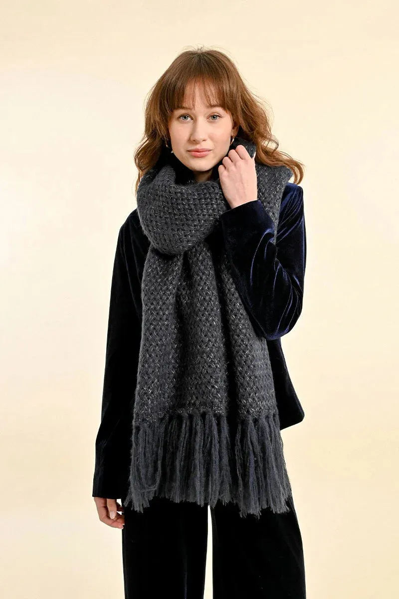 Fringed Scarf - Dark Navy