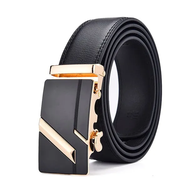 Genuine Leather Automatic Male Cummerbunds Leather Belt For Men