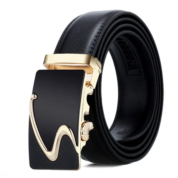 Genuine Leather Automatic Male Cummerbunds Leather Belt For Men