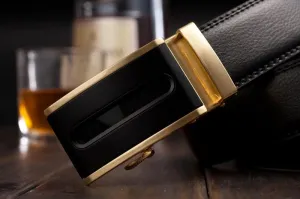 Genuine Leather Belt Gold and Black Style 2