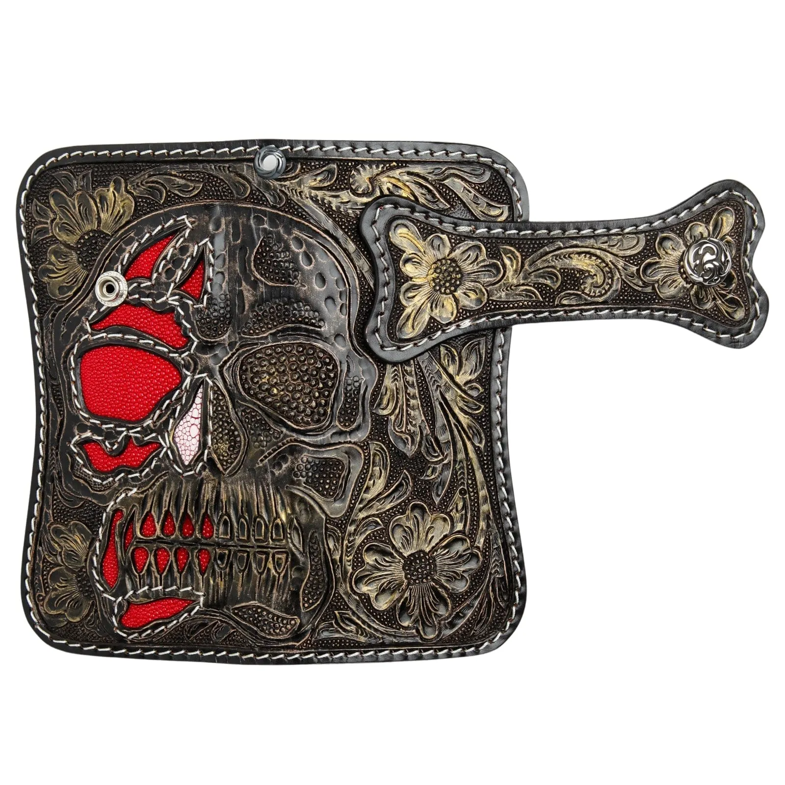 Genuine Leather Demon Tooled Biker Wallet