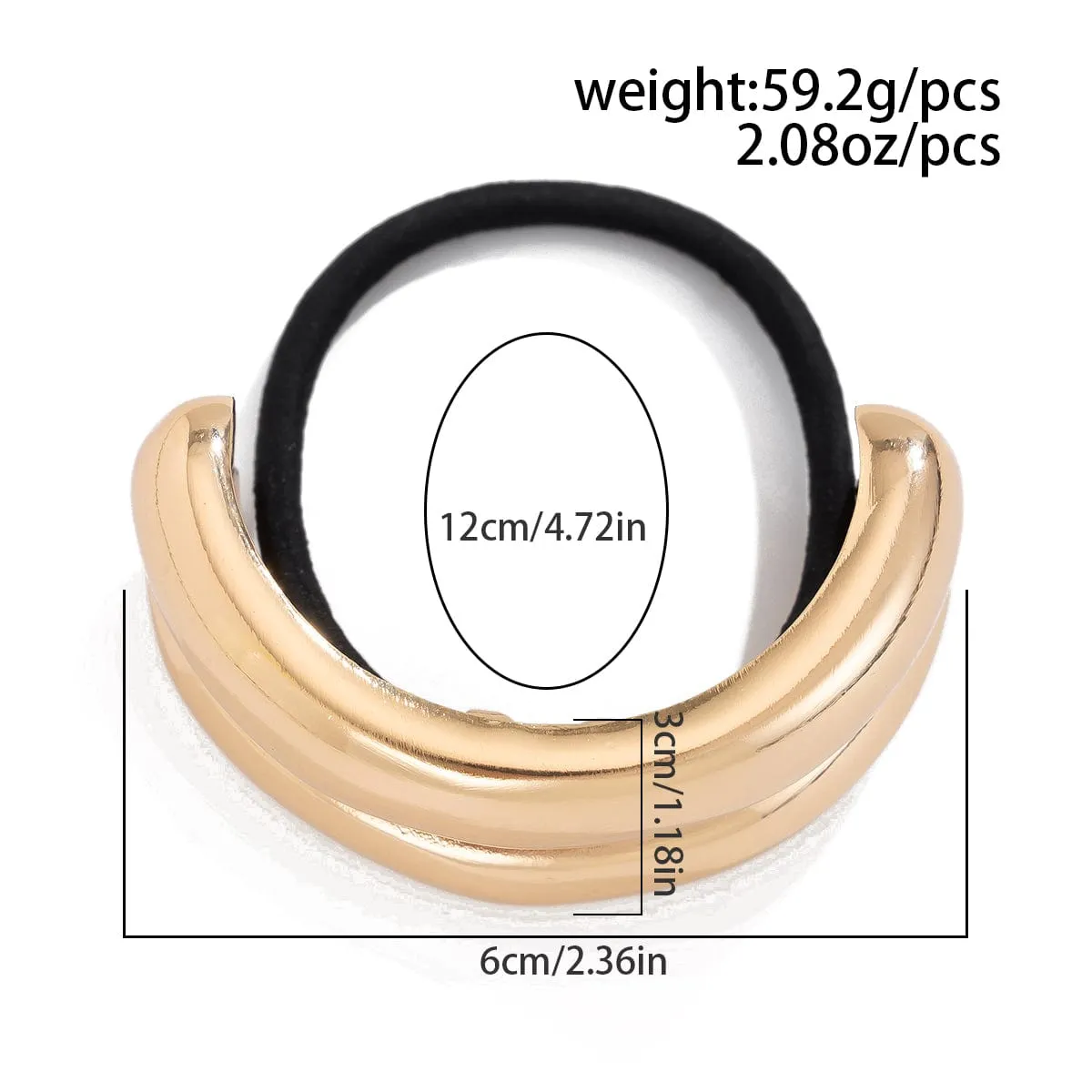 Geometric Curved Metallic Elastic Hair Tie