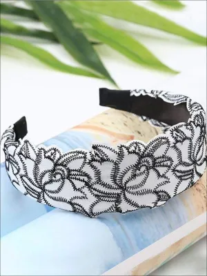 Girls Lace Embroidery Wide Headband