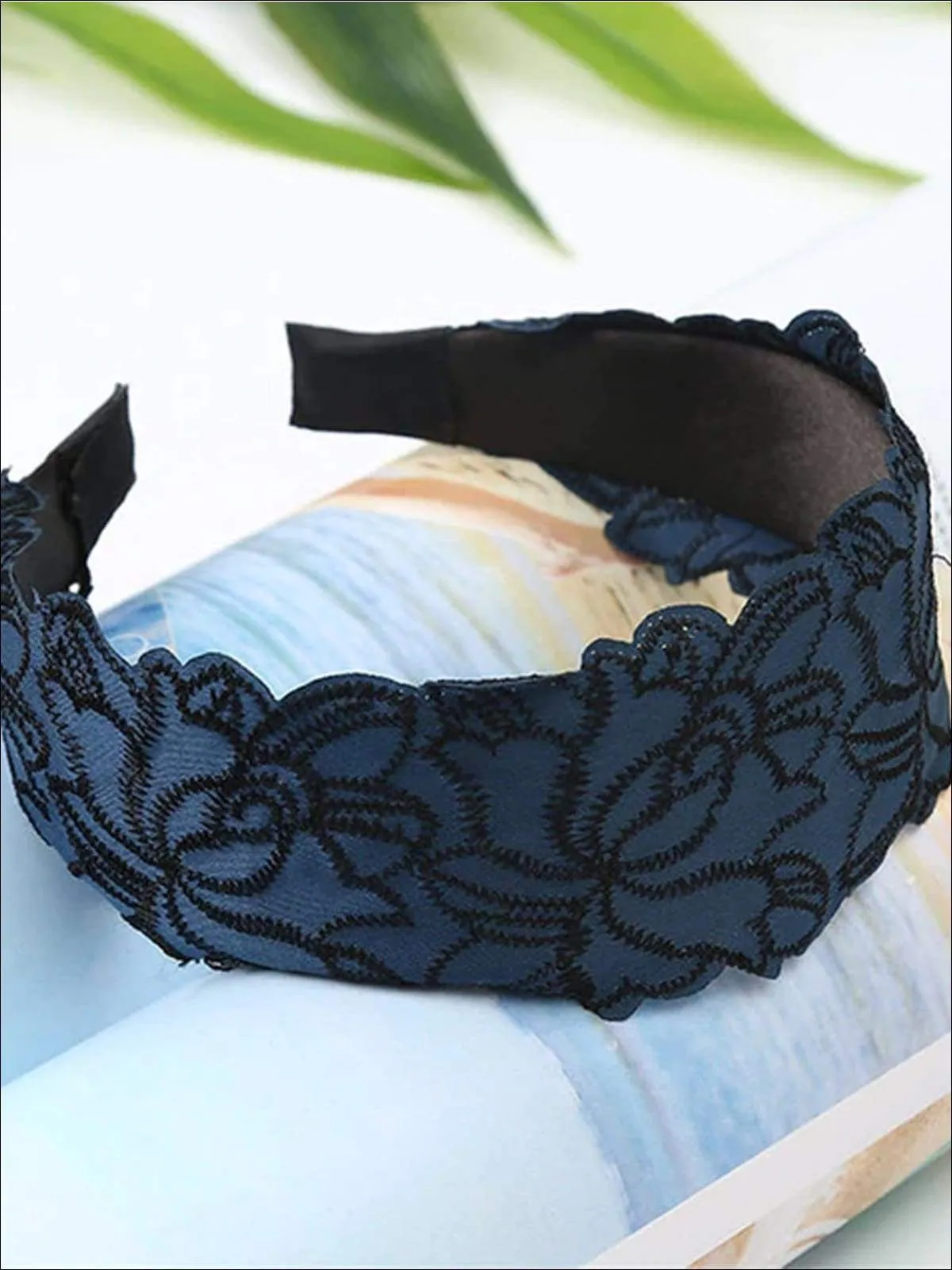 Girls Lace Embroidery Wide Headband