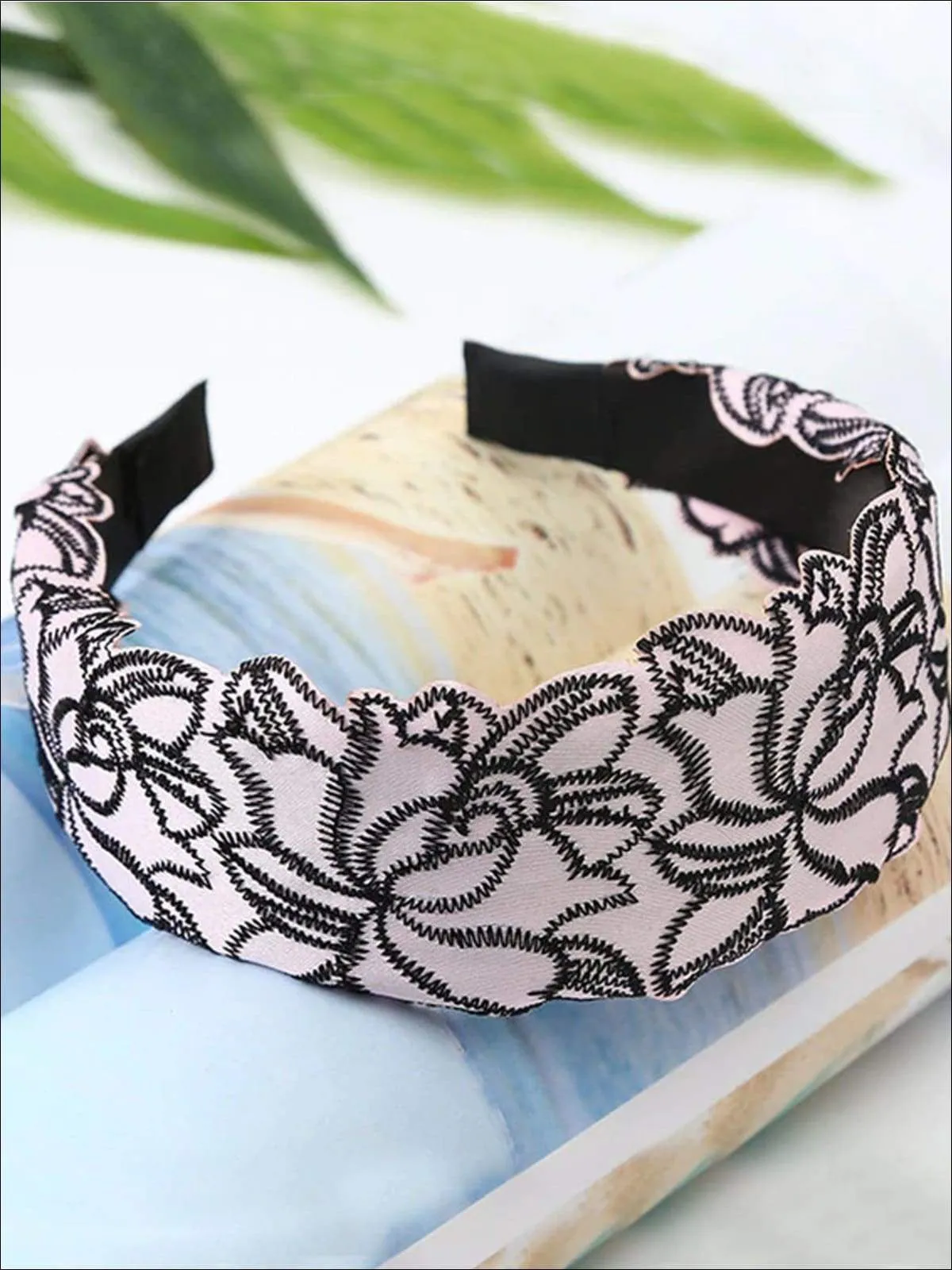 Girls Lace Embroidery Wide Headband
