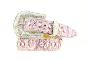 GIRLS PINK HORSESHOE RHINESTONE BELT