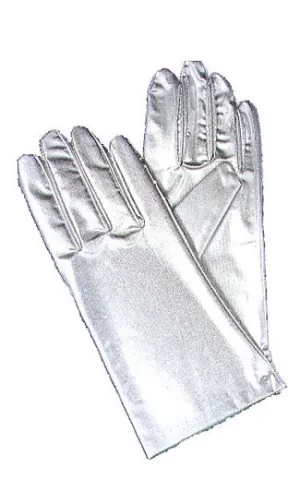 Gloves Reg Metallic Silver  Costume Accessories
