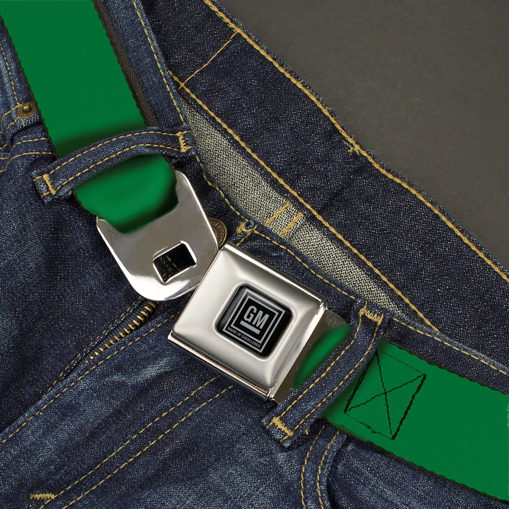 GM Seatbelt Belt - Green Webbing