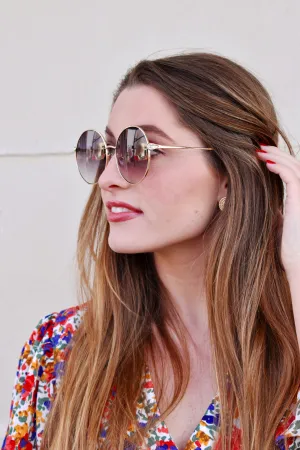 Gold Frame Circle Sunglasses