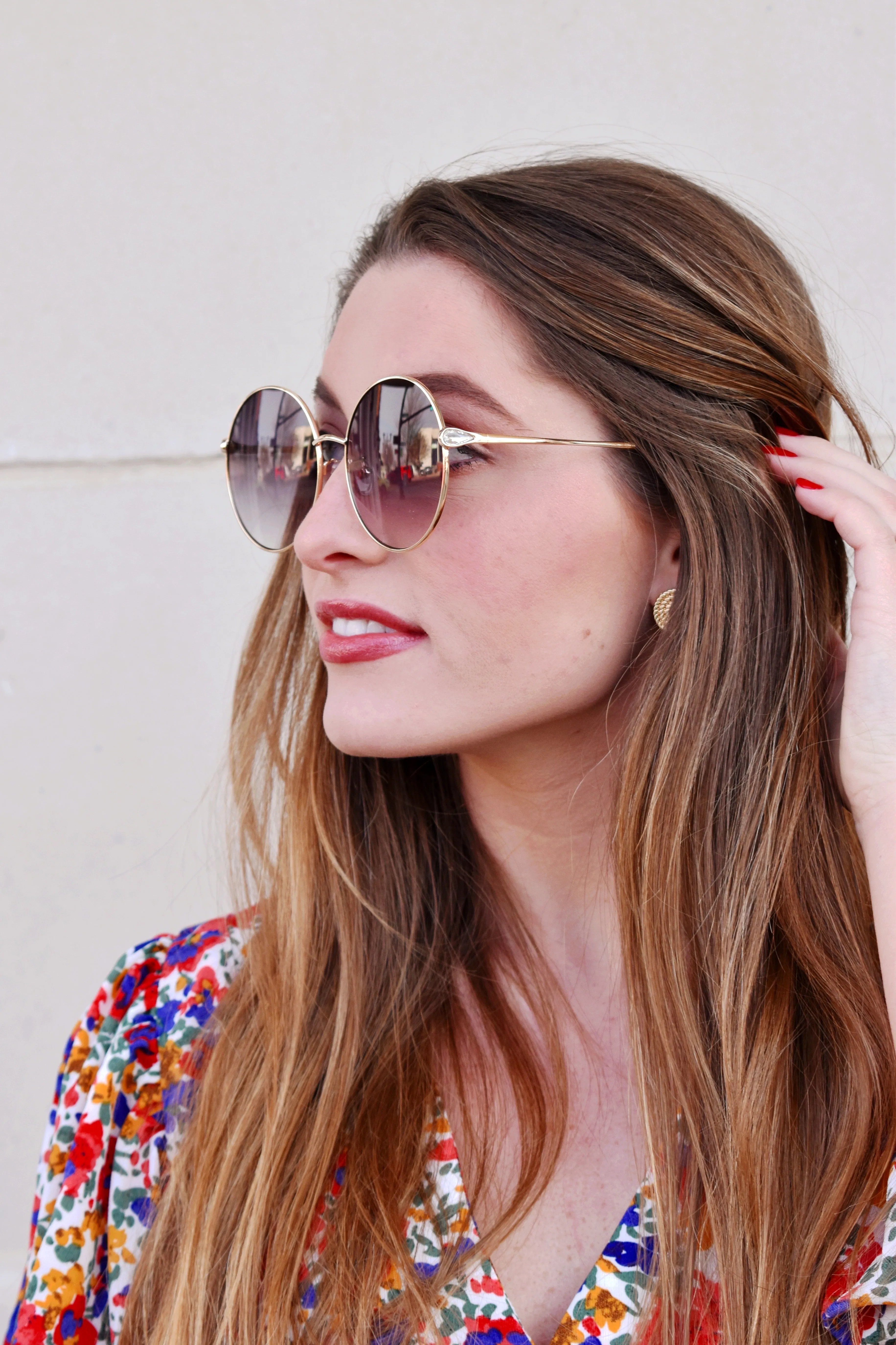 Gold Frame Circle Sunglasses