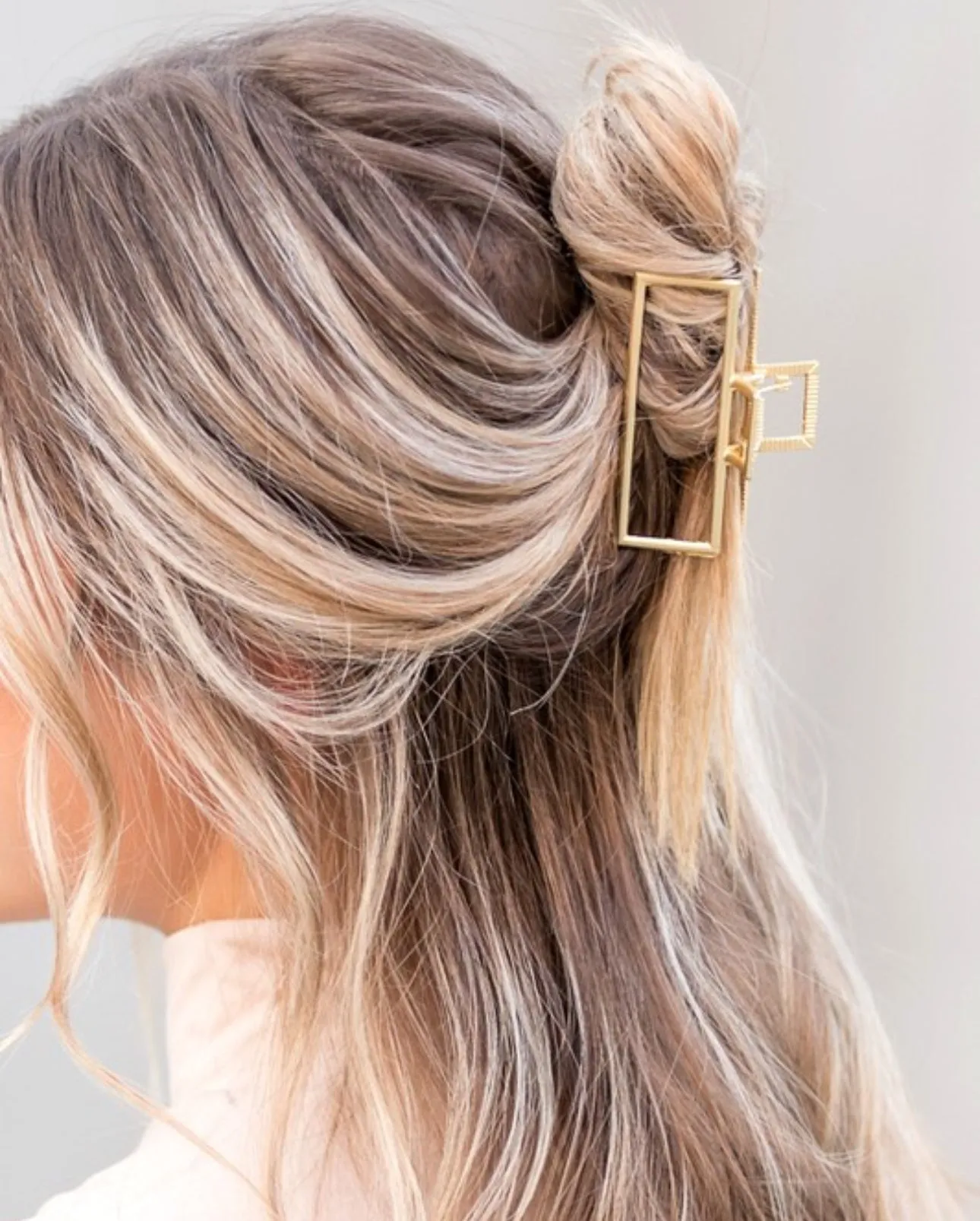 Gold Metal Medium Hair Clip Rectangle