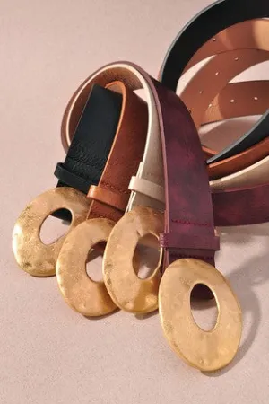 Gold Metal Oval Buckle Belts