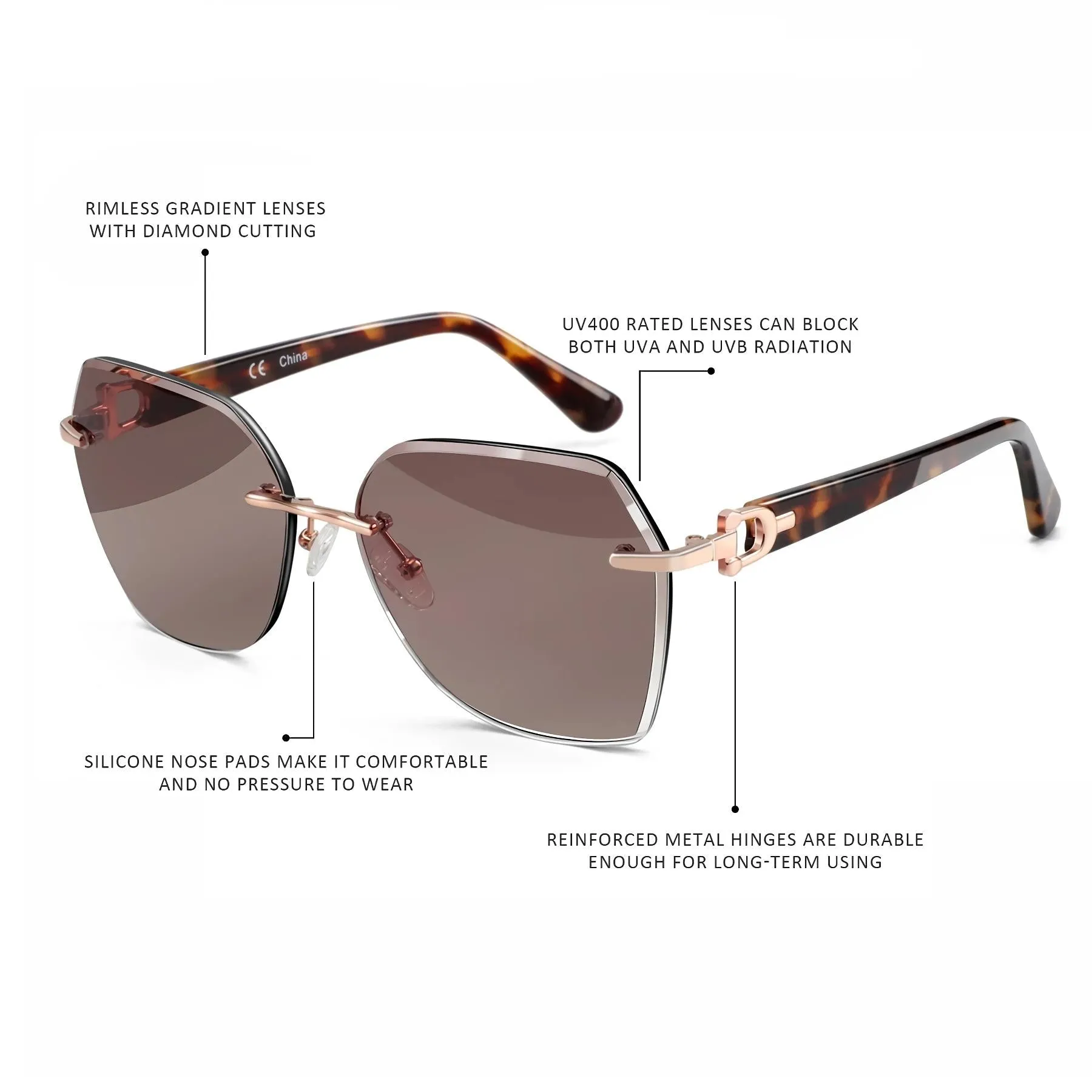 Gradient UV Protection Geometric Sunglasses