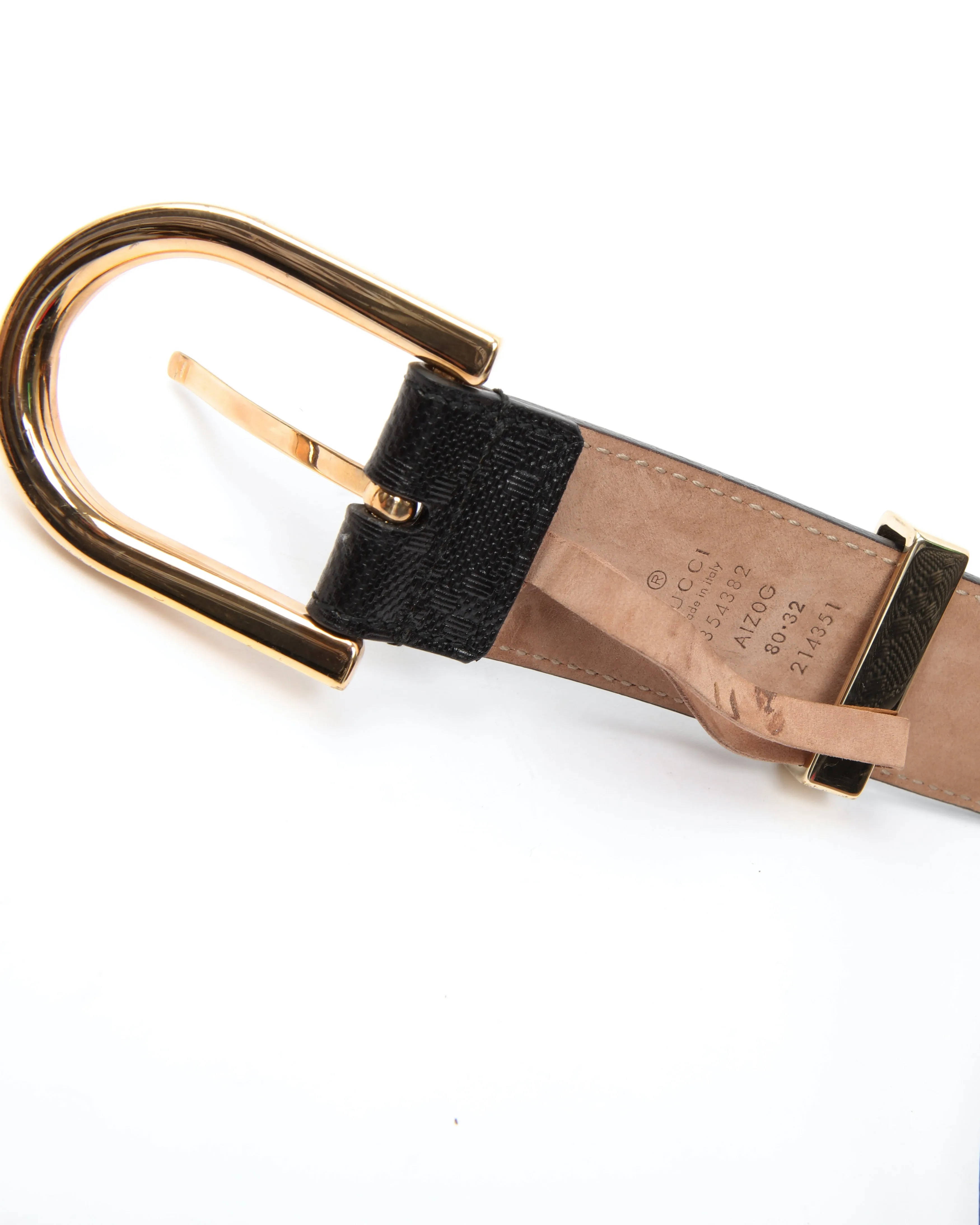 Gucci Black Diamante Leather Belt - 80/32