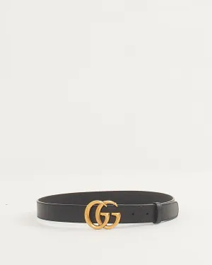 Gucci Black Leather Double G Buckle Marmont Belt - 80/32