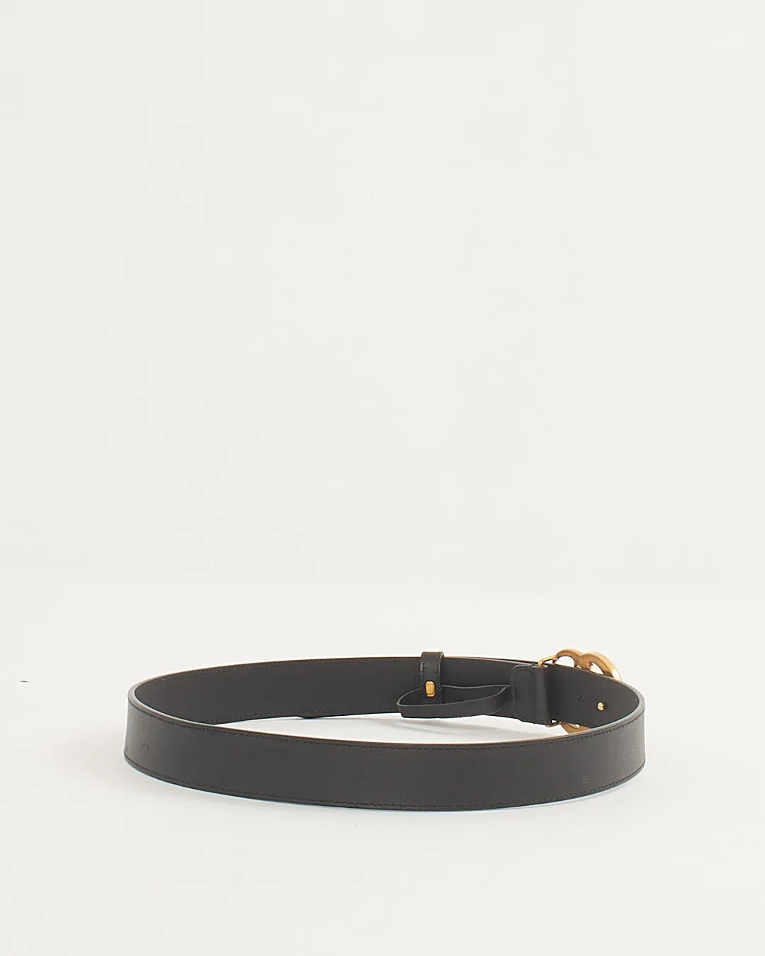Gucci Black Leather Double G Buckle Marmont Belt - 80/32