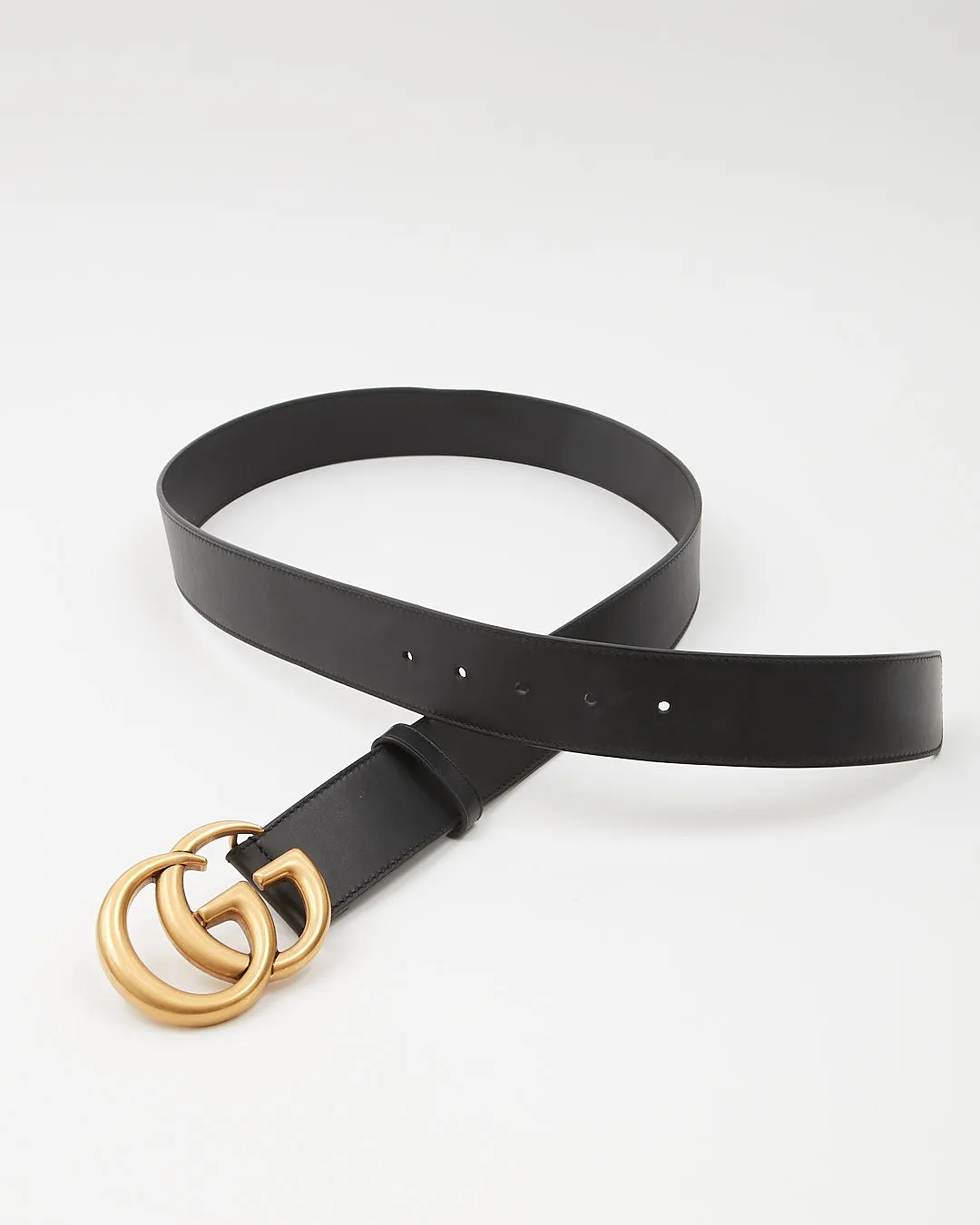 Gucci Black Leather GG Marmont Belt - 100/40