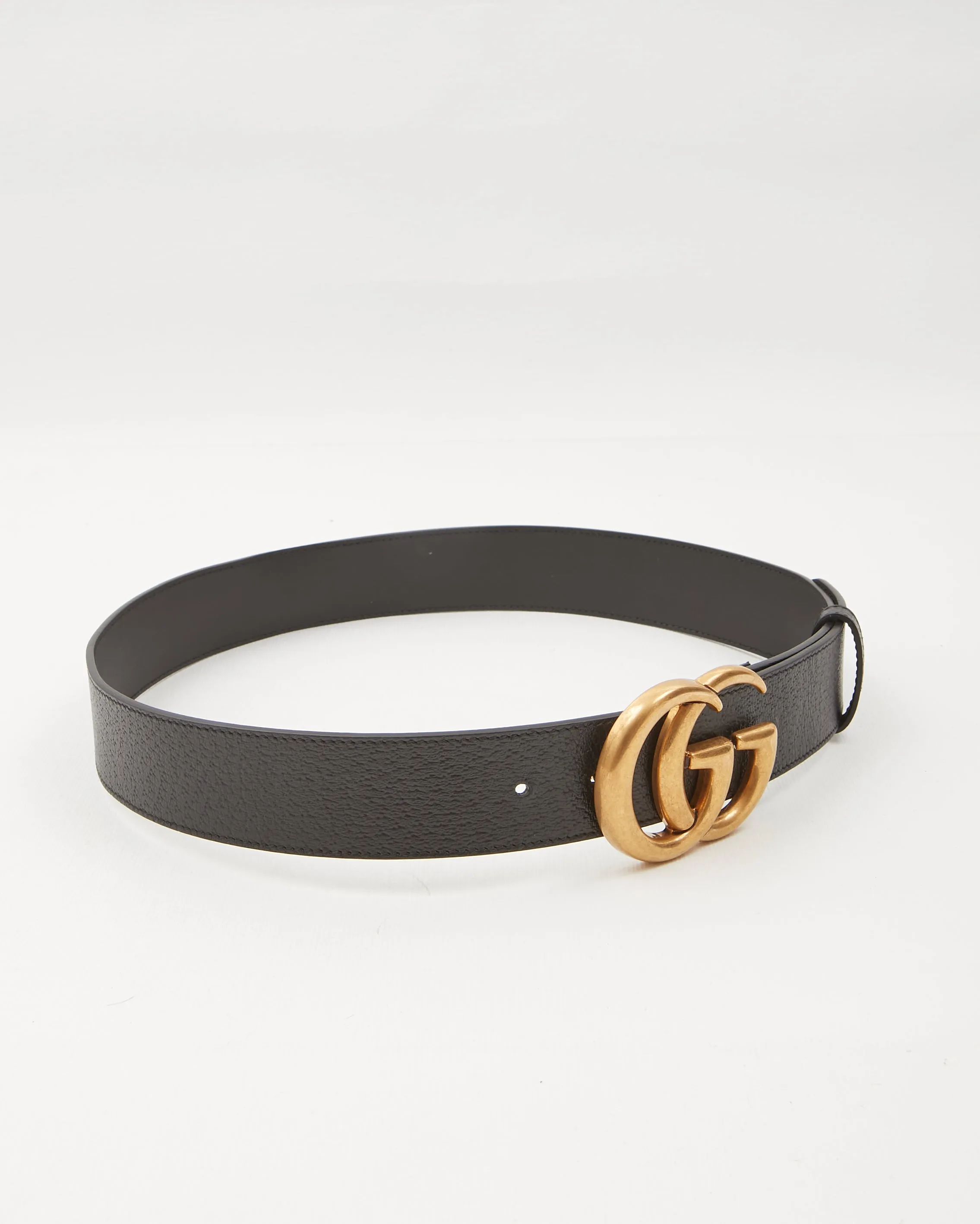 Gucci Black Leather GG Marmont Belt - 85/34