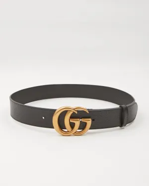 Gucci Black Leather GG Marmont Belt - 85/34