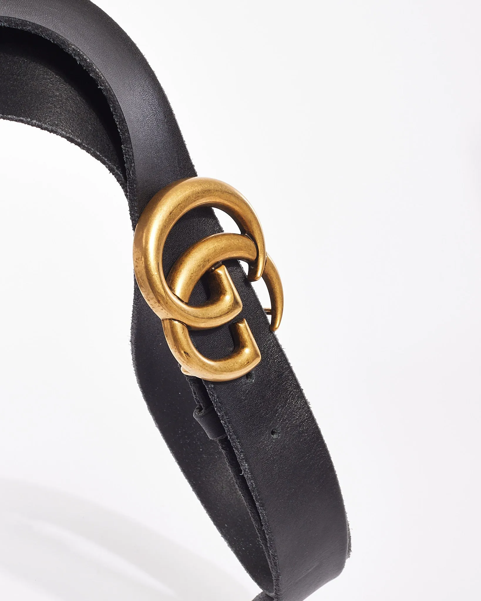 Gucci Black Leather GG Marmont Belt - 90/36