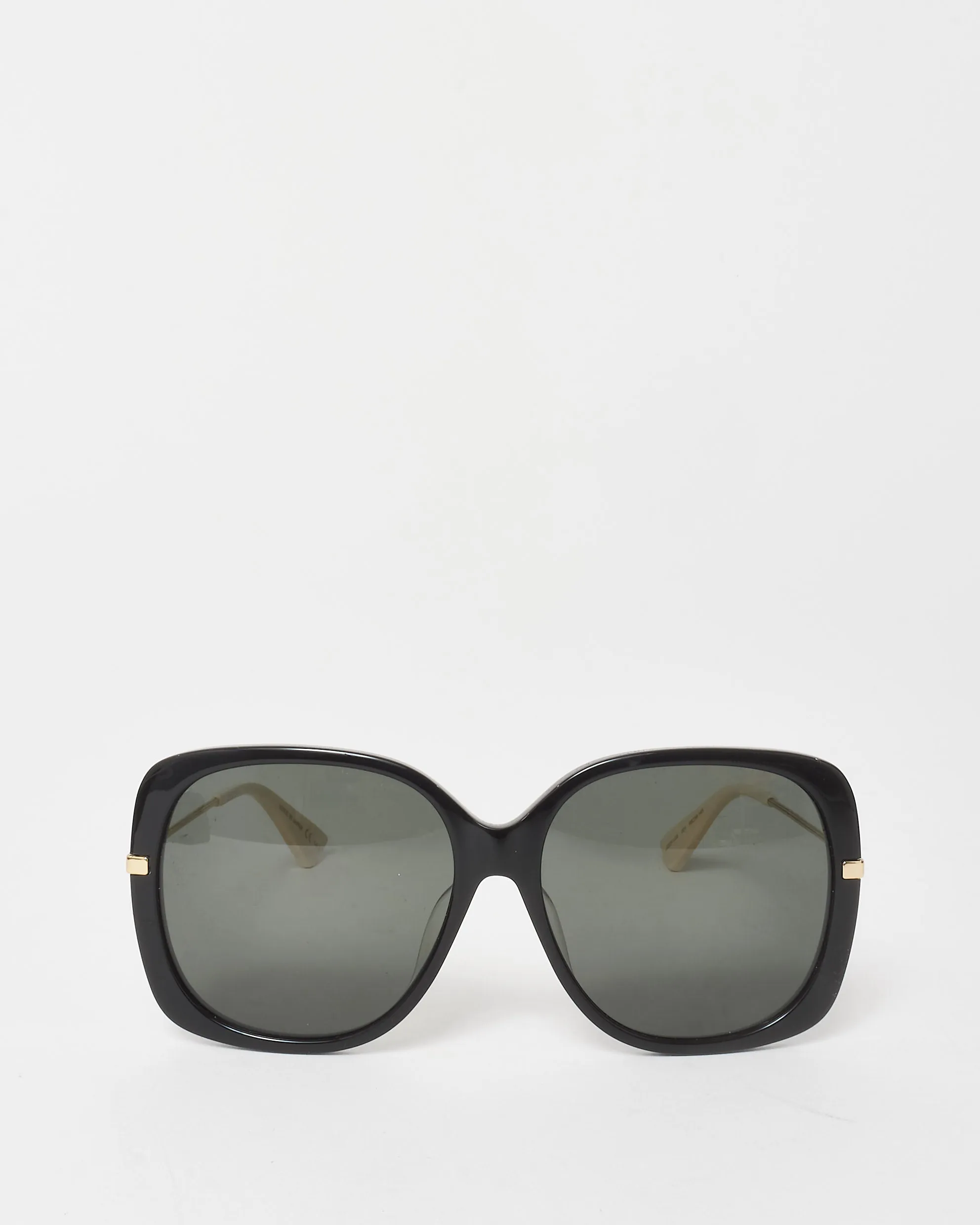 Gucci Black Oversized Gold & Cream Arm Sunglasses