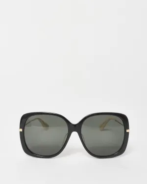 Gucci Black Oversized Gold & Cream Arm Sunglasses