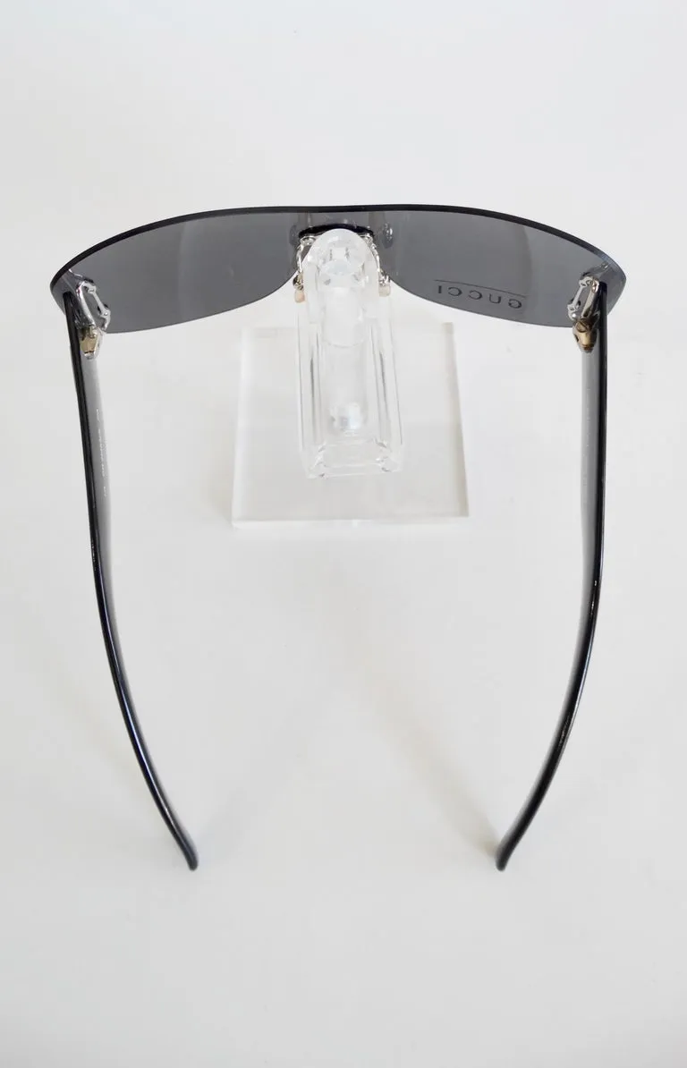Gucci Black Rimless Shield Sunglasses