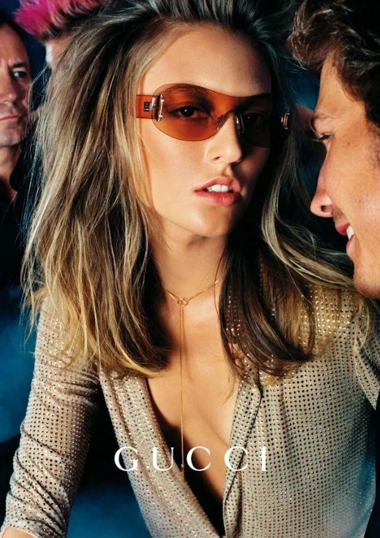 Gucci Black Rimless Shield Sunglasses