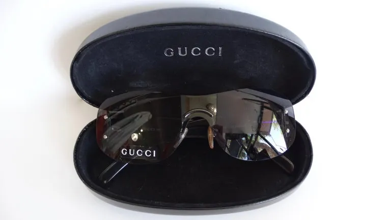 Gucci Black Rimless Shield Sunglasses