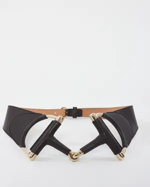 Gucci Brown Leather Horsebit Waist Belt - 85/34