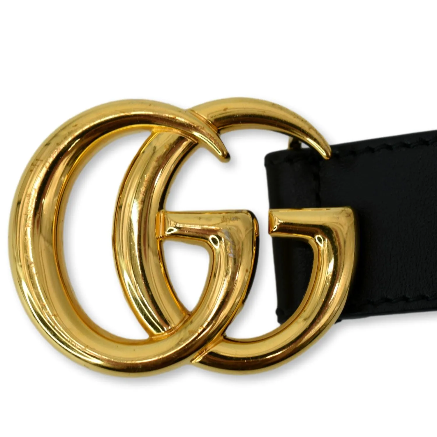 GUCCI Double G Buckle Leather Belt Black 414516