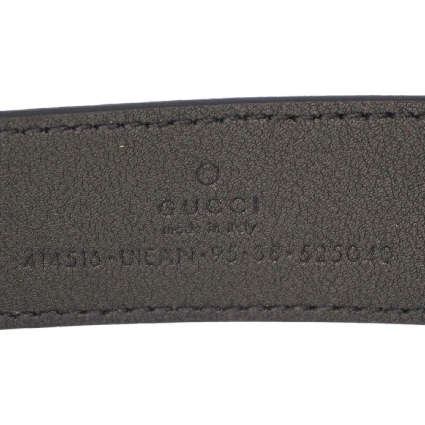 GUCCI Double G Buckle Marmont Bee Print Leather Belt Black 411516 Size 95.38