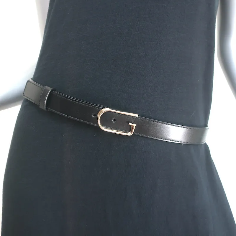Gucci G Buckle Skinny Belt Black Leather Size 85 US 34