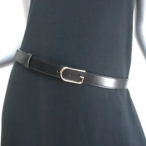 Gucci G Buckle Skinny Belt Black Leather Size 85 US 34