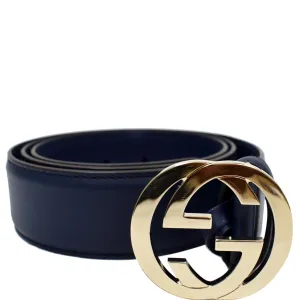 GUCCI GG Reversible Leather Belt Blue/Black 546386 Size 90.36