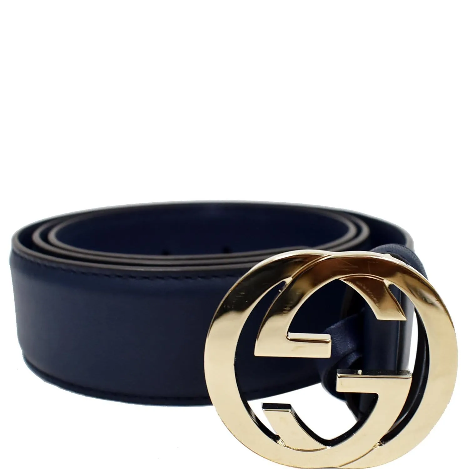 GUCCI GG Reversible Leather Belt Blue/Black 546386 Size 90.36